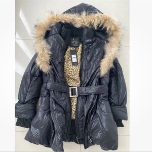 Authentic Just Cavalli Black hooded puffer jacket